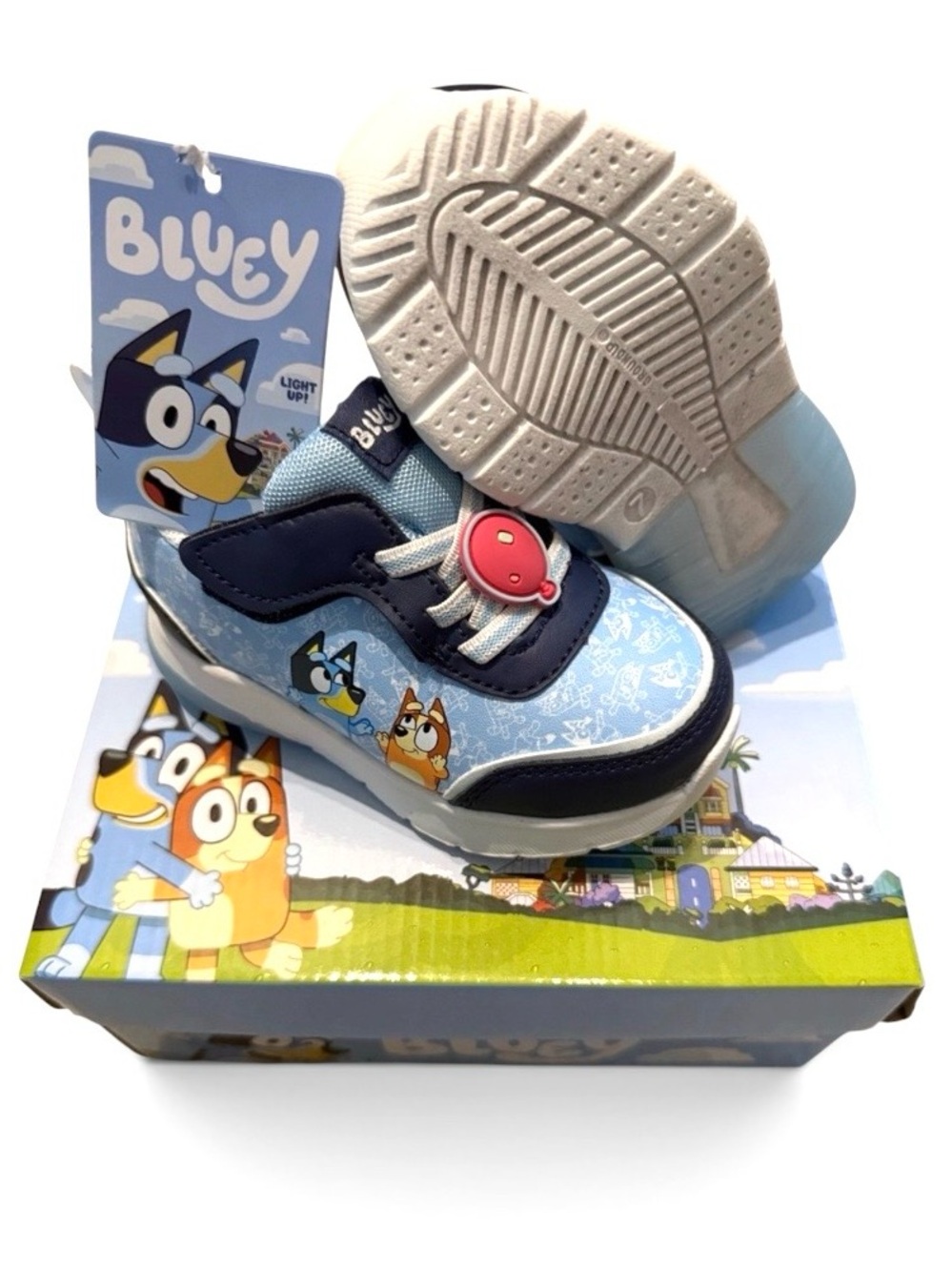 7Toddler “Light-Up” Heel Kid Blue y Sneakers in Light Blue and Navy, NWBox - Picture 1 of 3